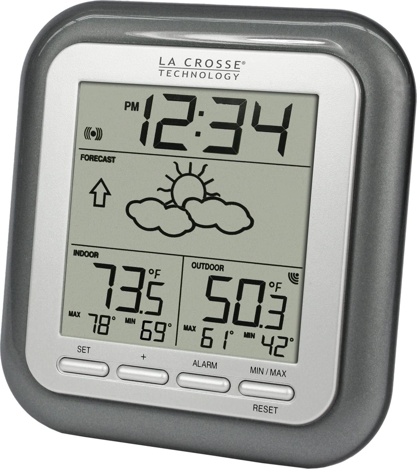 La Crosse Wireless Remote Titanium Weather Station Inside Outside Temperature 