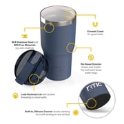 RTIC 30 oz Ceramic Lined Insulated Essential Tumbler, Leak-Resistant Lid, Navy