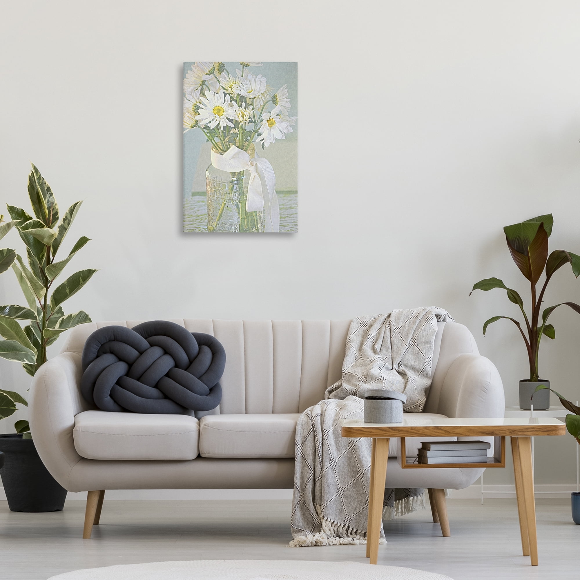 Stupell Industries Faded Daisies Jar Botanical & Floral Painting Gallery Wrapped Canvas Art Print Wall Art, 20 x 30