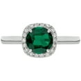 thumbnail image 3 of 14k Solid White Gold Round Created Emerald and Natural Diamond Halo Birthstone Engagement Ring, 3 of 6