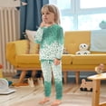 thumbnail image 4 of FORMRS Long Sleeve Top and Pants Pajama Set for Niños 2-Piece Sleepwear, Sizes 18M-8Y, Green and White Pattern, 4 of 6