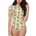thumbnail image 2 of Uemuo Frogs Pattern Women's One Piece Short Sleeve Swimsuit Rash Guard Surfing Modest Quick-drying Swimsuit Beach Essentials-, 2 of 9