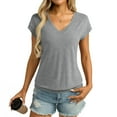 thumbnail image 4 of bnaln Womens Summer Tops Short Sleeve Shirts V Neck Tshirts Fashion Business Casual Blouses Trendy Beach Vacation Clothes 2025 Loose Fit Tees Blouses Soft Comfy Pullover Basic Tops, 4 of 7