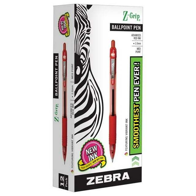 Zebra Pen ZEB22230-3 Stylo à Bille Z-Grip, Rouge - 3 Dozan