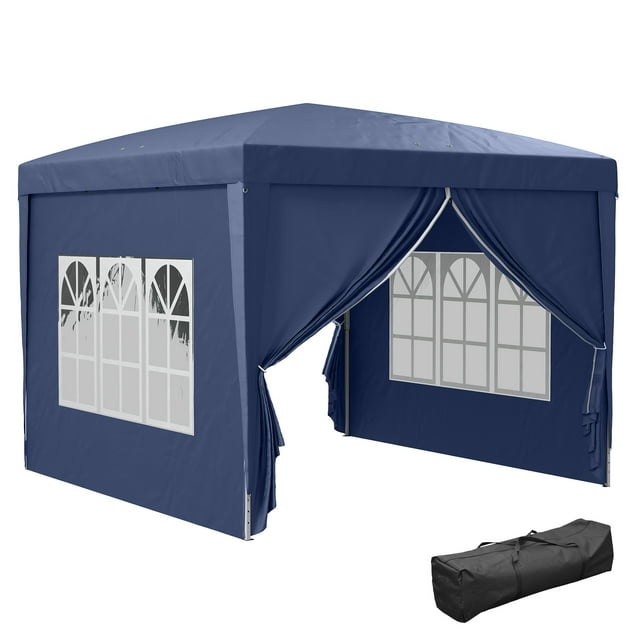 Outsunny Tente de Fête Extérieure Pop-Up 10'x10 Pieds avec Sac de Transport Bleu