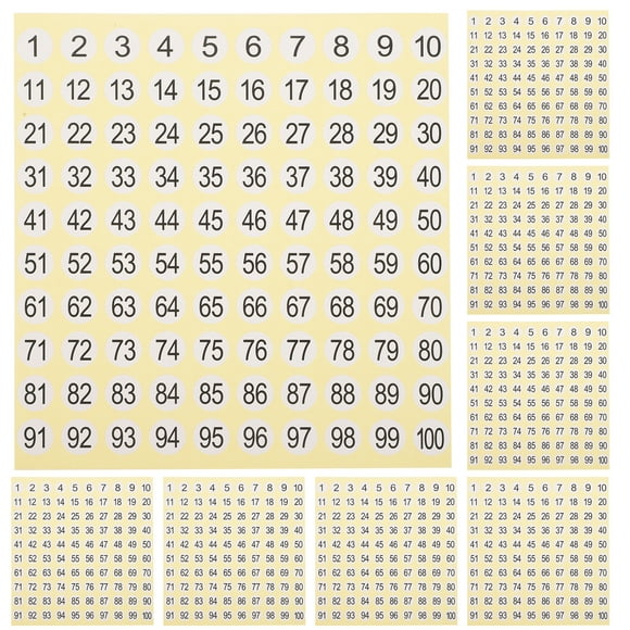 15 Sheets Small Number Stickers Round Number Sticker 1-100 Number Sticker Labels for Home
