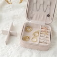 thumbnail image 5 of Cterwk Jewelry Case Small Jewelry Storage Box Jewelry Organizer Portable PU Leather Jewelry Case for Women, Light Pink, 5 of 7