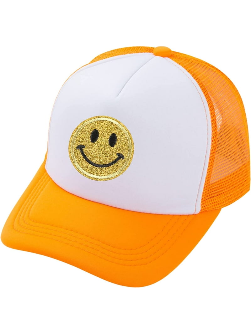 smiley Smile Face Hat Womens Mesh Neon Trucker Hats with  display picture 1