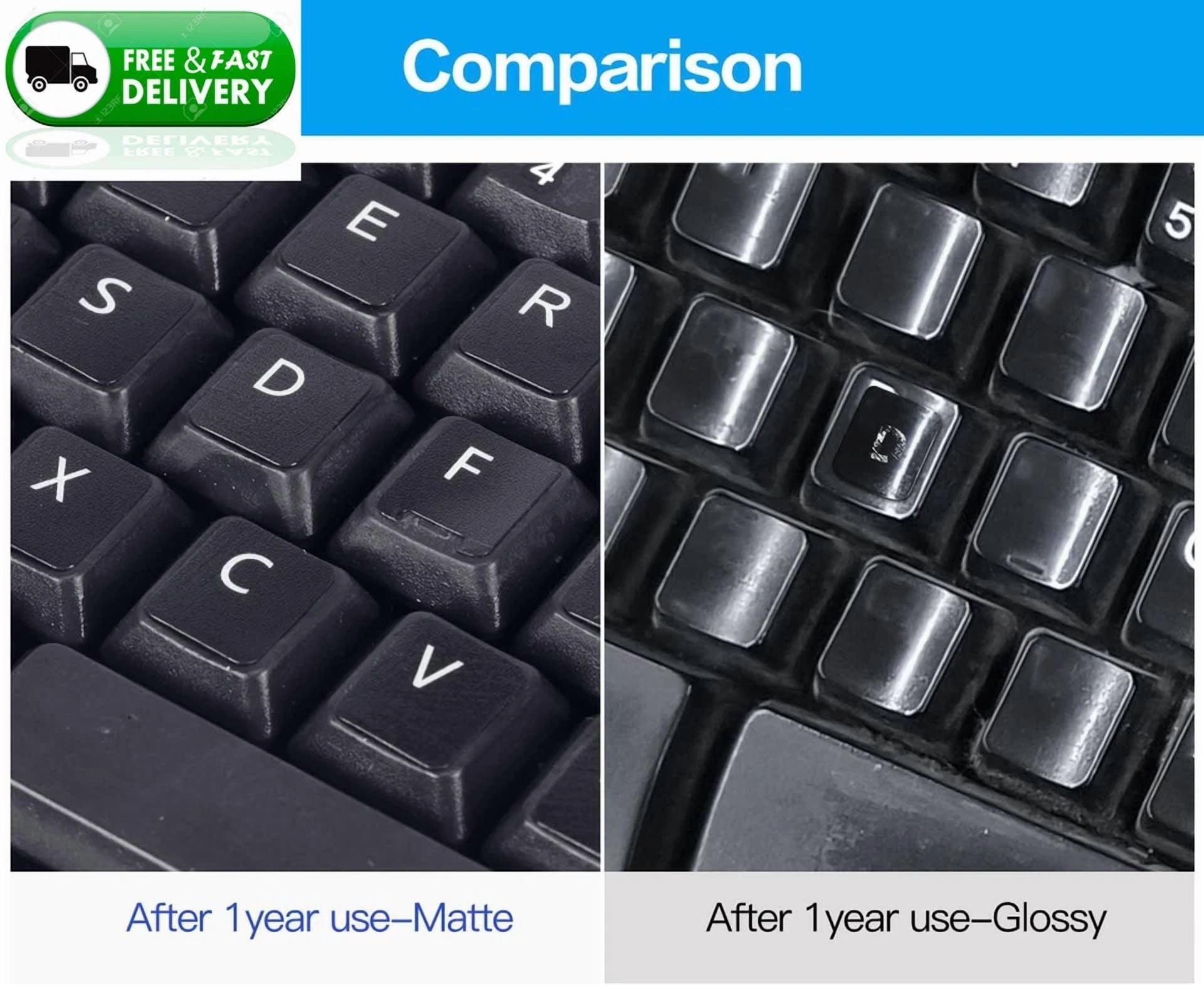 CRESTIN- 2 Pack English Keyboard Stickers Matte Black White Letters For Laptop Desktop