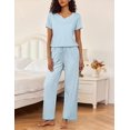 thumbnail image 5 of Ekouaer 2 Piece Womens Pajamas Short Sleeve Top and Long Pants Pjs Set Printed Sleepwear with Pocket Valentine's Day Party, 5 of 6