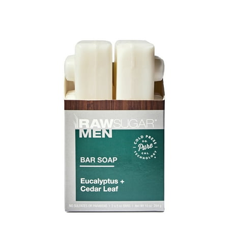 Raw Sugar Men s Bar Soap Eucalyptus + Cedar Leaf 2ct