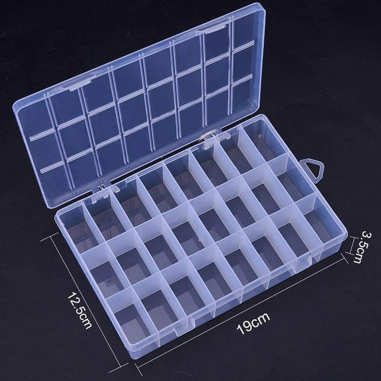 Organizer Box with Adjustable Dividers, 15/24/36 Compartment Organizer Clear Storage Container for Bead Organizer, Fishing Tackles, Felt Board and