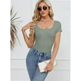 thumbnail image 5 of Women Short Sleeve Scoop Neck Tops Shirts Fitted Summer Tshirt Tee, 5 of 7