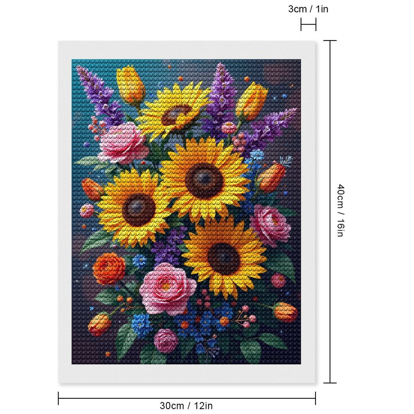 Diamond Art Kit for Adults, Vibrant Floral Bouquet Arrangement Diamond Painting for Adults Beginners, 5D DIY Diamond Art Painting Kits, Colorful Diamond Painting Craft for Home Decor 12x16