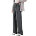 thumbnail image 4 of Fancifize Ice Silk Wide leg Casual Pants, Women Solid Loose Fit Drawstring Waist Pants Summer Full Length Casual Palazzo Pants, 4 of 4