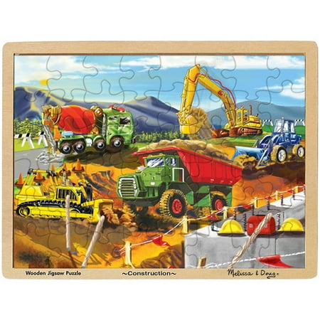 - Melissa & Doug Construction Vehicles Building Site Wooden Jigsaw Puzzle (Beautiful Original Artwork, Sturdy Cardboard Pieces, 48 Pieces)