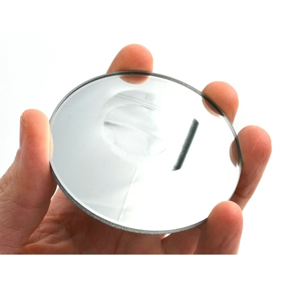 Round Convex Glass Mirror - 3" (75mm) Diameter - 75mm Focal Length - 2.8mm Thick Approx. - Eisco Labs