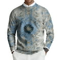 thumbnail image 2 of Wutalume Men's Round Neck Ribbed Knit Pullover, Long Sleeve Retro Texture Print Sweater, Comfortable Stretch Top for Casual and Smart Casual Wear,Light Gray 4XL, 2 of 7