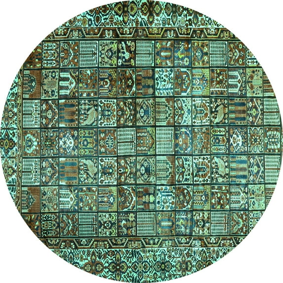 Ahgly Company Indoor Round Persian Turquoise Blue Traditional Area Rugs, 6' Round