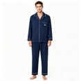 thumbnail image 7 of Kyntgho Men's Two Piece Pajama Set, Long Sleeve Button Front Pajama Shirt with Piping and Straight Pants, 7 of 7