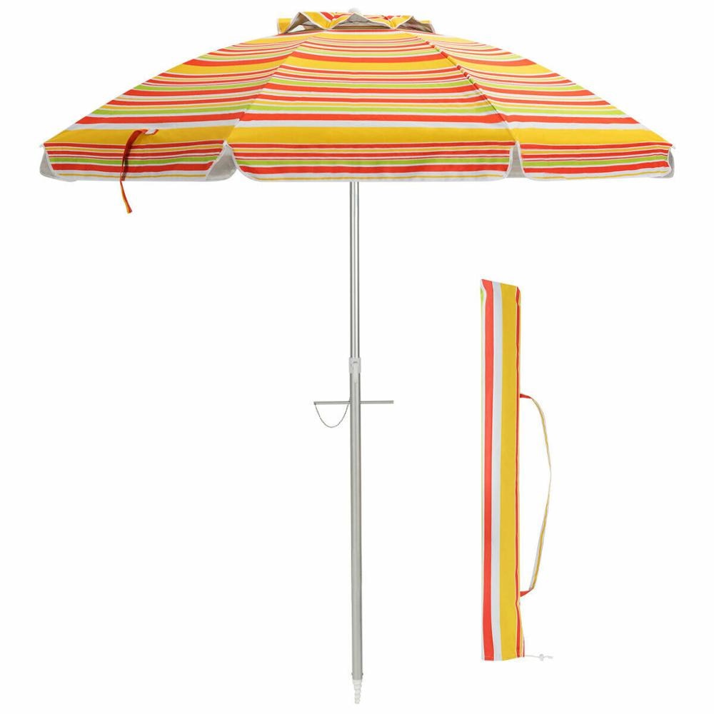 6.5FT Patio Beach Umbrella Sun Shade Tilt Aluminum Sports Portable Carry Bag - image 2 of 9