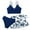 #01 Dark Blue, variant on Girl 3 Piece Swimsuits Bathing Suit High Waist Floral Prints Bikini Set with Shorts Swimwear for Size 8-14 Years #01 Dark Blue & 13-14 Years