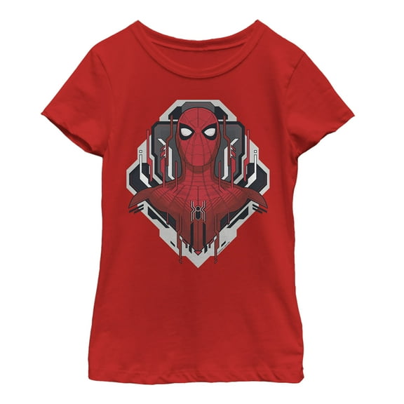 Girl's Marvel Spider-Man: Far From Home Tech Emblem Graphic Tee Red Large