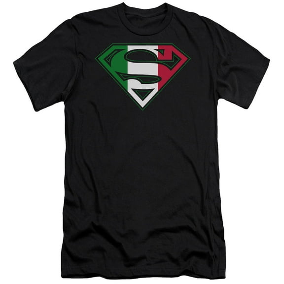 Superman Italian Shield Adult 30/1 T-Shirt Black