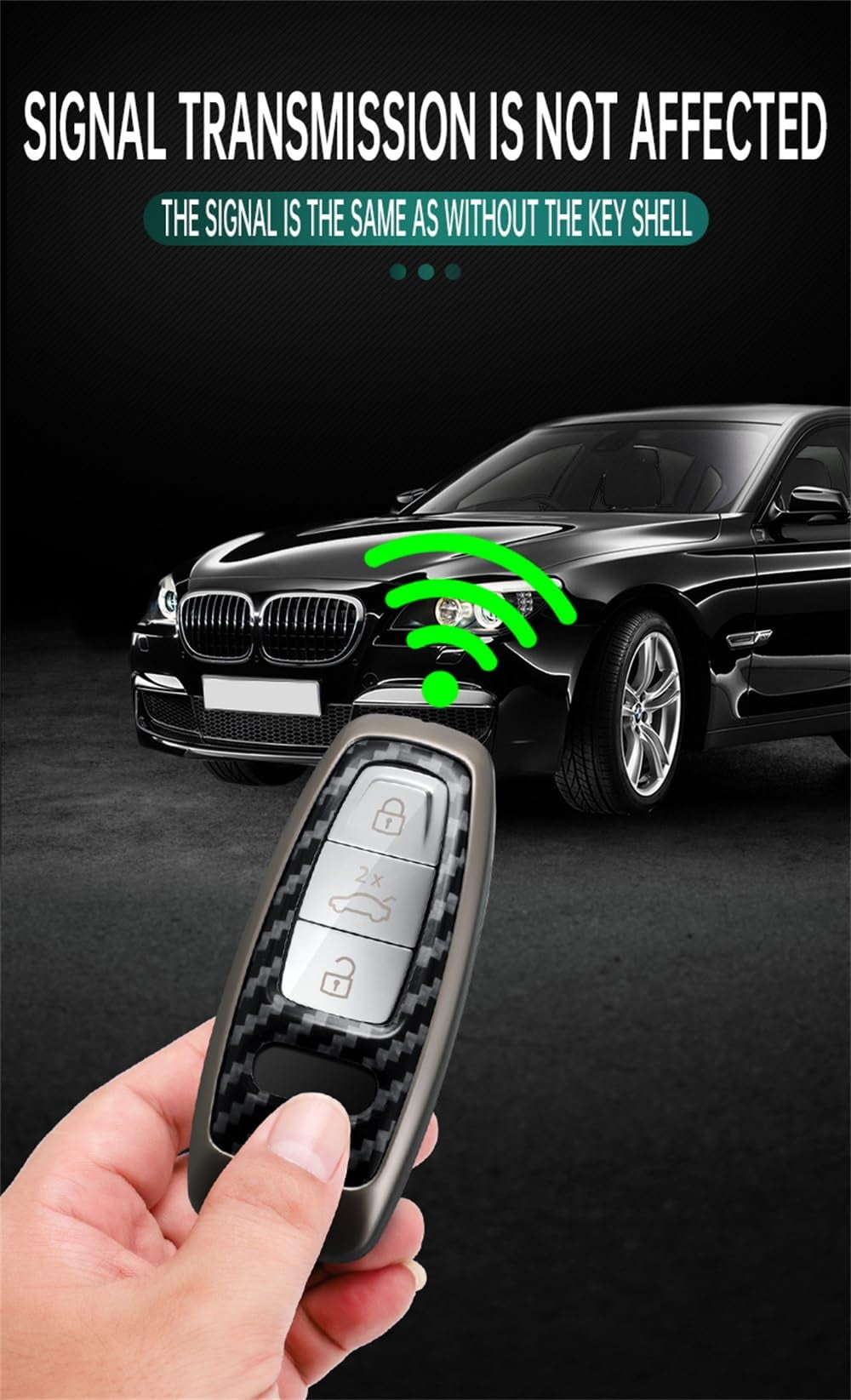 Key Protector Compatible with Audi 2018-up Metal Key Fob Cover for A3 A6 A7 A8 A8L E-Tron Q7 Q8 RS6 RS7 S3 S6 S7 SQ7 SQ8 Smart Remote Key Glove with Carbon Pattern