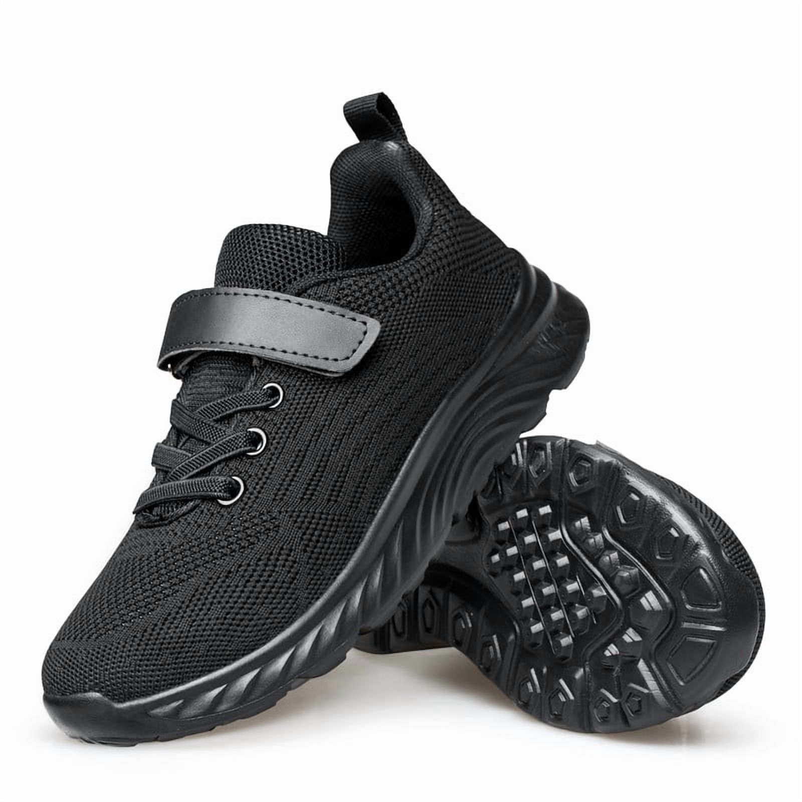 YHOON Boys Girls Shoes Lightweight Breathable Athletic School Running Tennis Kids Sneakers All Black Toddler Size 5