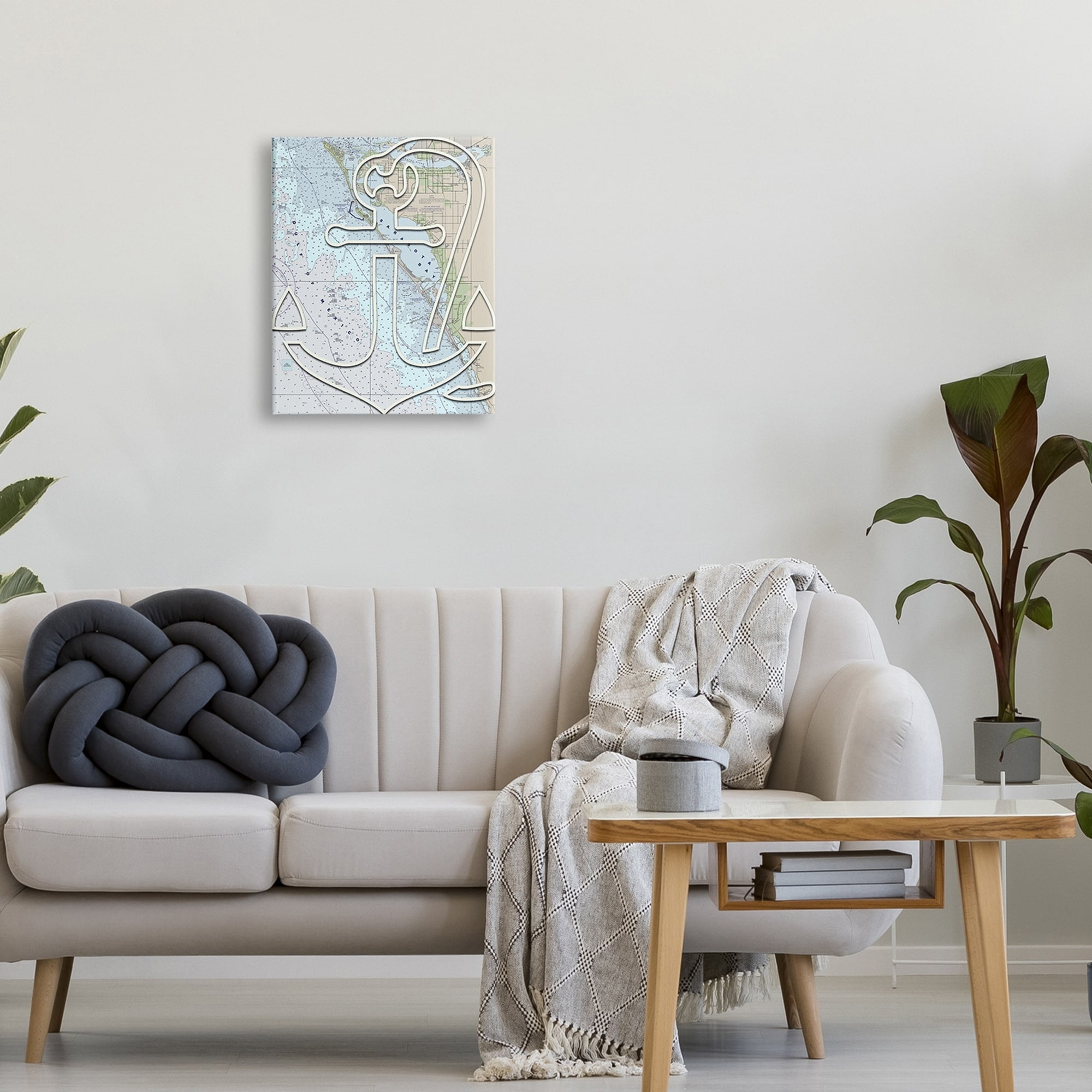 Stupell Industries Sarasota Bay Florida Ocean Map Anchor Symbol , 16 x 20, Design by Lil' Rue