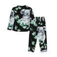 thumbnail image 2 of Junzan Cartoon Koala Bear Print Womens Pajama Sets,Long Sleeve Button Down For Women Pjs 2 Piece, 2 of 9
