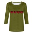 thumbnail image 4 of Plebaso Chemises à Manches 3/4 pour Femmes Mignonnes avec Cœur Hauts Amples Décontractés Blouses à Col Rond T-Shirts Imprimés, 4 of 4