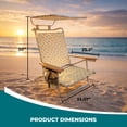 thumbnail image 3 of Bliss Hammocks Folding Beach Chair, Backpack Recliner with Canopy, Pineapple, 3 of 13