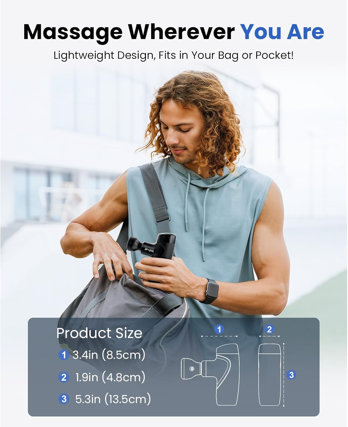 Bob and Brad M7 Plus Portable Mini Massage Gun with heating head, Comfort Percussion 9 mm Amplitude Deep Tissue Muscle Travel Massager