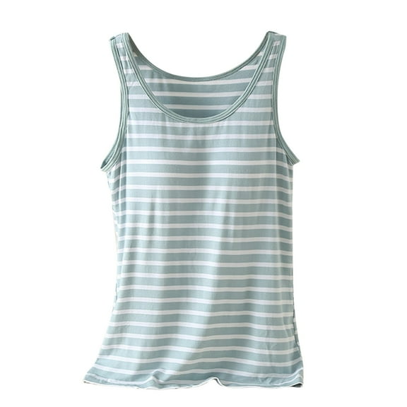 TODOZO striped Racerback Tank Tops for Women with Shelf Bra Padded Cotton Wide Strap Camisole Yoga Cami Shirts Cotton Undershirt camisoles for women with built in bra womens summer tops 2025 trendy