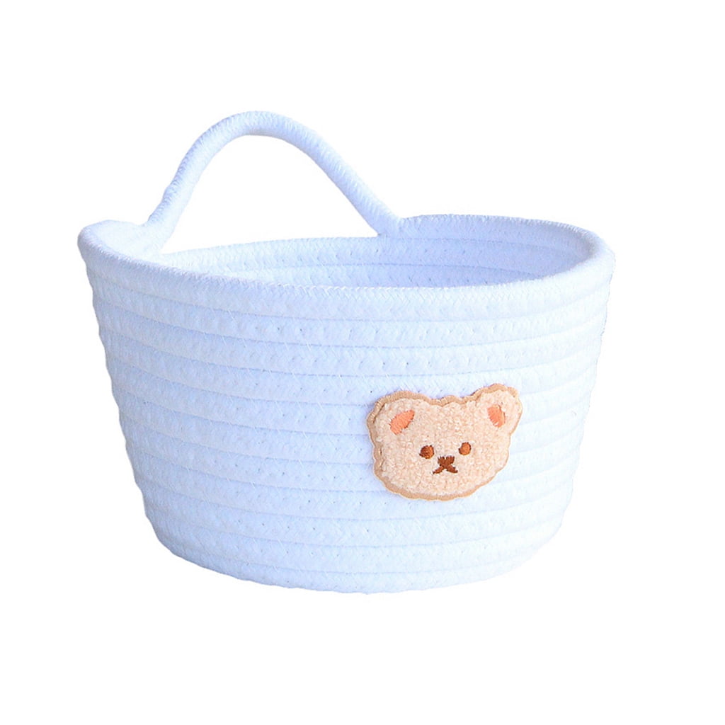 Small Woven Storage Baskets Cute Cotton Rope Basket with Handles Basket