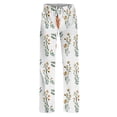 thumbnail image 6 of Adult Easter Pajamas Drawstring Wide Leg Casual Pjs Cute Bunny Print Soft Stretch Waist Pants (Watermelon Red,L), 6 of 7