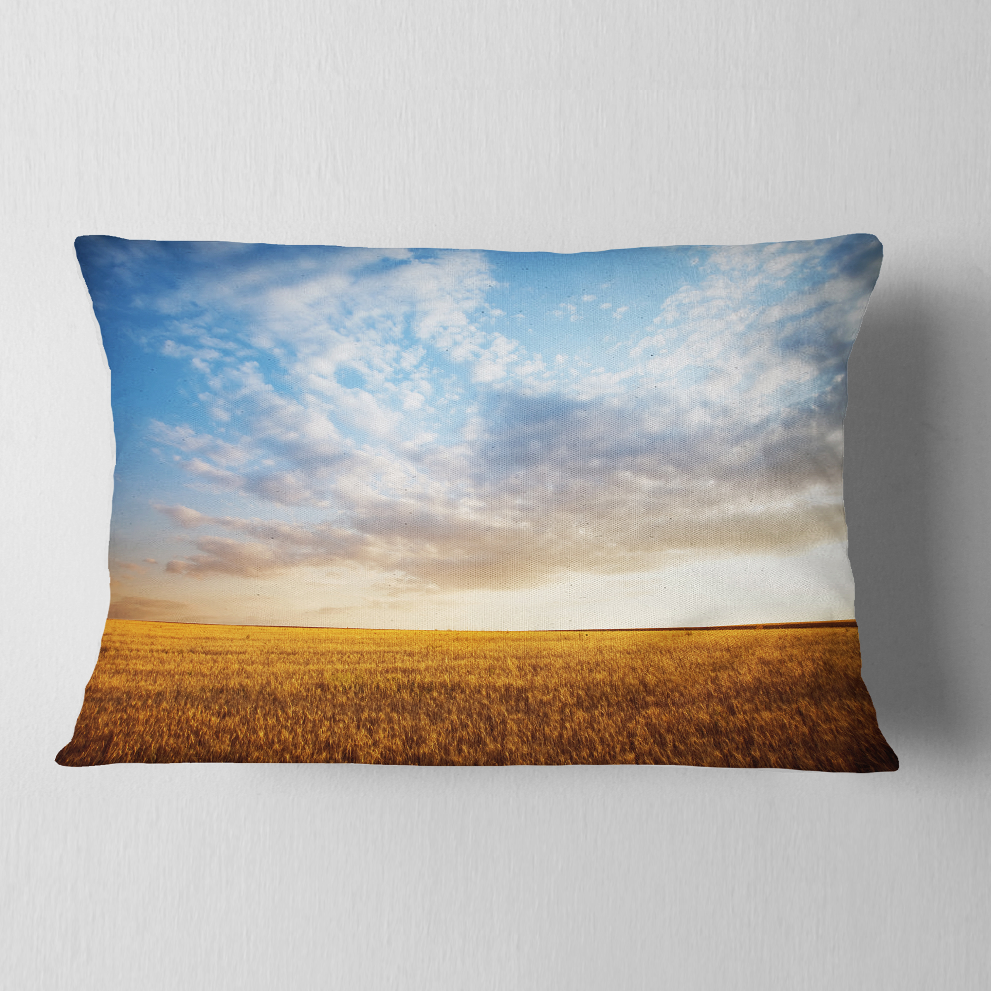 Designart 12" x 20" Blue Polyester Throw Pillow
