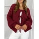 thumbnail image 4 of Suéter PRETTYGARDEN Rojo Vino con Lazo Frontal y Mangas Abullonadas XL, 4 of 8
