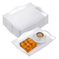 4 Pcs Food Serving Trays for Plastic Trays with Handles 13 x 10 Inch Rectangular Buffet Plastic Serving Trays