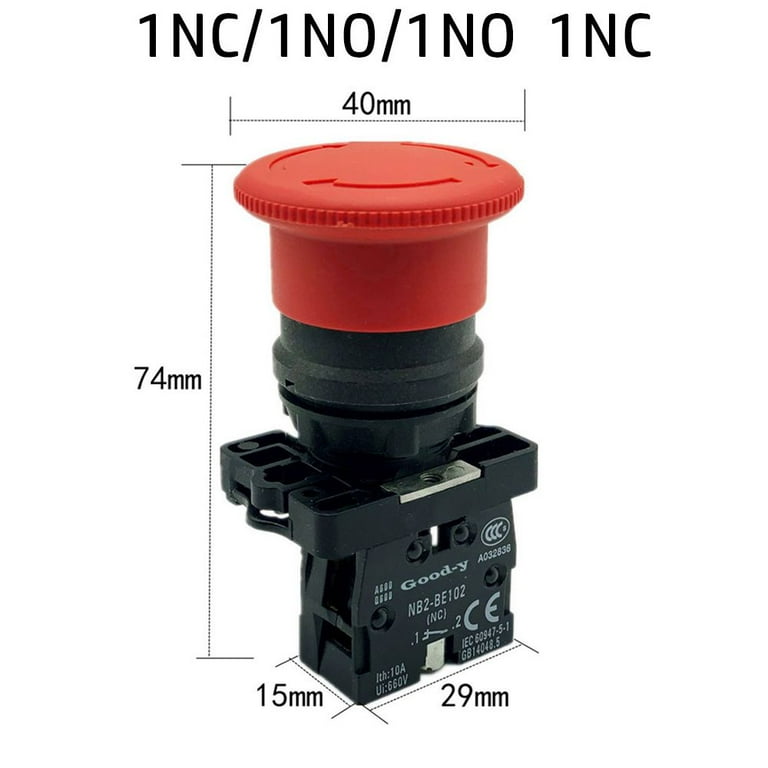 Sensitive XB2-BS542C Red 22mm Mushroom Head Push Button Switch