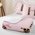 thumbnail image 4 of meiyoeat Pink Print Alphabet Quilt Full,Cheetah Bow Tie Initial Design Full Bedspread Sets For Girl,3 Pieces, 4 of 7