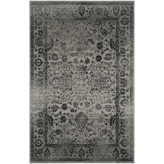 SAFAVIEH Adirondack Wyatt Traditional Distressed Area Rug, Grey/Black, 6' x 9'