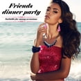 thumbnail image 4 of Women's Sparkly Sequin Crop Tops Strapless Metallic Tube Tops with Metal Mesh Drop Dangle Earrings for Party Clubwear, 4 of 7