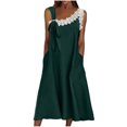 thumbnail image 1 of Vestido de Verano Casual sin Mangas Gradual de las Mujeres Vestido Largo con Cuello en V, Vestido de Vacaciones de Poliéster Suave, 1 of 9