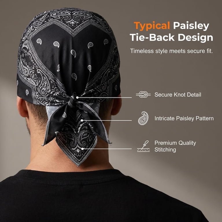 bandana motorcycle helmet YANIKY Bandanas Skull Caps for Men, Women Skull Cap Liner, Summer Cycling Hat, Durags for Men, Sweat Wicking Dew Rags for Sport Travel Running Fitness (Black) : Clothing or anyone who wants a cool biker vibe Paisley Cooling Headscarf Cap Set,Stretchy