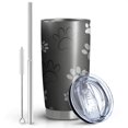 thumbnail image 2 of 20 Oz Grey Dog Paw Footprint Coffee Tumbler Double Wall Insulated Stainless Steel Water Bottle | Metal Reusable Thermoses Flask with Cup Cap | Leak & Sweat Proof with Anti-Dust Lid, 2 of 7