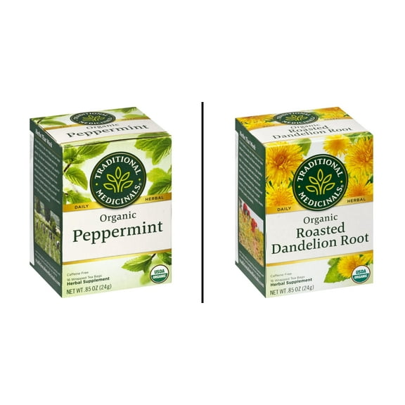 Traditional Medicinals Organic Peppermint 16 ct & Traditional Medicinals Organic Roasted 16 ct