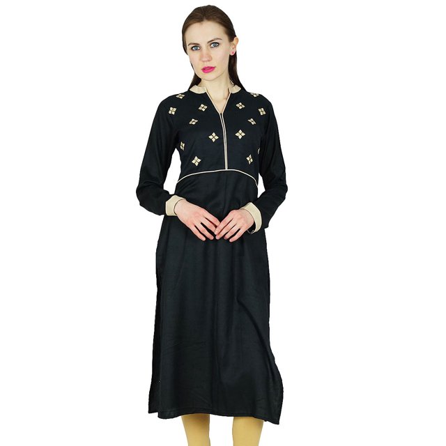 Bimba Women Classic custom Kurti Full Sleeve Formal Long Rayon Blouse Tunic